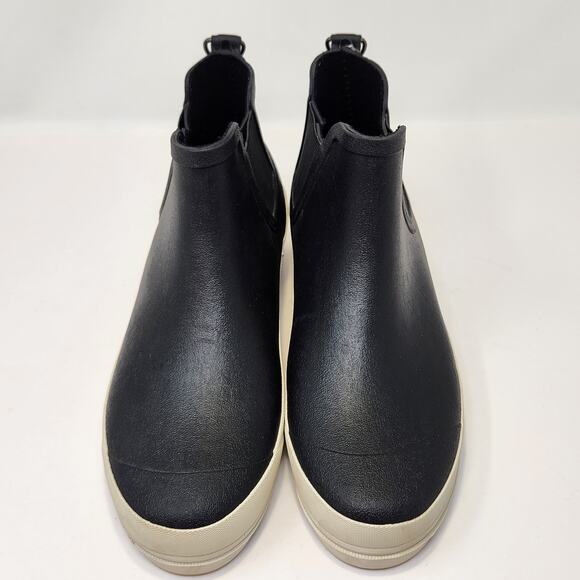 Baxter Wood Havea Black White Sole Chelsea Rain Boot Womens 10 Ankle Pull On - Picture 3 of 10